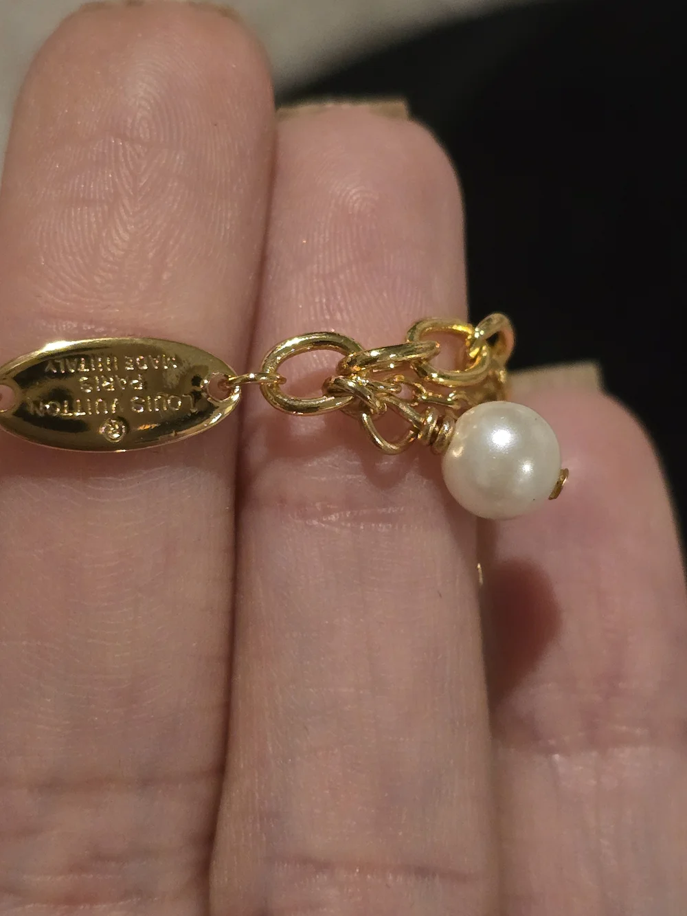 18kgp LVGold-tone Pearl Charm Bracelet